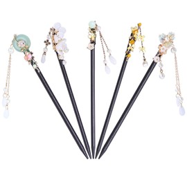 Pack of 5 Wooden Hair Sticks, Vintage Chinese Hairpin, Hair Sticks, Retro Hair Sticks, Hair Chopsticks, Chinese Hair Sticks, Women Hair Sticks, Wooden Hair Clips, for Women and Girls