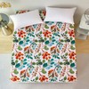 Jemiipee Double Fitted Sheet Green Tropical Leaves Pattern, 30 cm