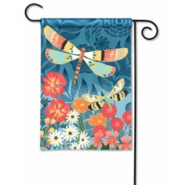 Studio M Dragonfly Dream Flower Garden 18 x 12 Inches, Double Sided Design, Weather & UV/Fade Resistant Polyester, Outdoor Flag Decoration for Garden, Yard, Porch