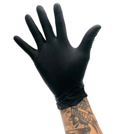 ELEMENT TATTOO SUPPLY - Latex Gloves, Black Latex Gloves Tattooing Medical Auto Food Handling Cleaning Box of 100 - Black Pearl - 50 Pairs - Small