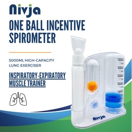 NIVJA Deep Breathing Lung Exerciser, One ball Incentive Spirometer, Breathing Trainer for Strong Lungs, Inspiratory Expiratory Muscle Trainer, Hygenic Seal
