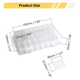 MroMax PP Component Storage Box 180x130x40mm Plastic Organizer Adjustable Container 24 Removable Grids Tool Boxes for Electronic Component Small Accessories Transparent Color 1Pc