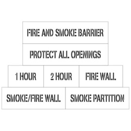 7 Stencil Set | Fire Wall Marking Stencils | Fire and Smoke Barrier | 1 Hour | 2 Hour | Smoke Partition | Work Site Value Pack (4 inch Letters)