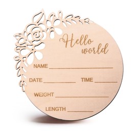 Hello World Newborn Sign for Hospital - Wooden Baby Announcement Sign - Baby Name Sign