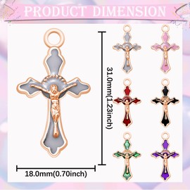 60Pcs 6 Colors Alloy Enamel Rosary Cross Charms Small Cross Charms Jesus Crucifix Charms Pendants Beads for Jewelry Making Crafting Accessory for DIY Necklace Bracelet, Enamel Zinc, No Gemstone