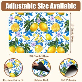 POIUBLE Lemon Fruit and Purple Flower Coffee Mat Absorbent Dish Drying Mat for Kitchen Counter Hide Stain Rubber Backed Coffee Bar Accessories Fit Under Coffee Maker Espresso Machine, 15.7 x 23.6 Inch