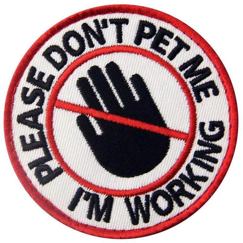 Service Dog Don't Pet Working Vests/Harnesses Emblem Embroidered Fastener Hook