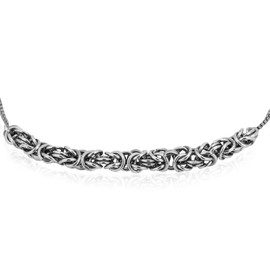 Vanbelle Sterling Silver Jewelry Antique Finish Byzantine Chain Adjustable Bracelets with Rhodium Plating for Women