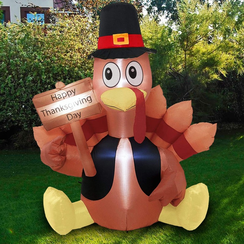 FUNPENY Thanksgiving Decoration Inflatable Turkey, 6FT Lighted Blow up Turkey
