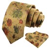 Alizeal Mens 3.15inches Flower Patterned Tie with Floral Printed Pocket