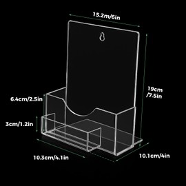 Thboxes A5 Leaflet Holder with Business Card Holder, 2 Pack Clear Acrylic Brochure Display Sands for Magazine Literature Pamphlet Booklets Menu