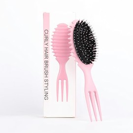 Cepillo Para Cabello Rizado Para Mujeres, Peine Para Peinar Ondas, Peine con Colchón de Aire, Aplicable al Cabello Rizado y Similar a La Ola(Rosa)