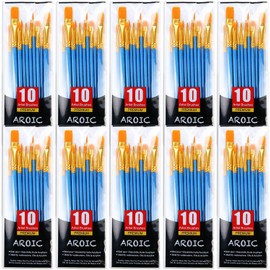 AROIC Paint Brush Set, 10 Pack 100 Pcs Acrylic Paint Brushes Artist Paint Brushes for Oil Watercolor Acrylic Face Rock Painting（Blue）