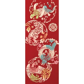 Miyamoto-Towel kenema手ぬぐい 縁起 四神(赤)