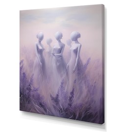DesignQ surrealism Oversized Wall art decor, Surrealism Wall Art, Ephemeral Echo In Surreal Lavender, Purple Canvas wall art, 34x44 inches