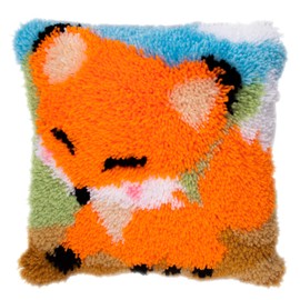 LUBOT 17" X 17" Fox Latch Hook Kits Pillow Cushion Cover Throw Pillow Cover Rug Making Kits DIY Crafts for Adults/Kids with Printed Canvas Pattern Crochet Kit