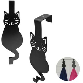 Evelots Over The Door Cat Hooks - 2 Pack - Strong Metal Kitty Decoration - Perfect for Coats, Handbags, Hats, Towels, Wreath Hanger Etc. - Hold up to 20 Pounds - Easy to Install - Rust Free