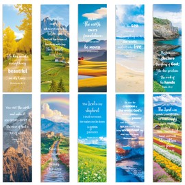 JSRQT Pack of 30 Bookmarks, Bible Verses, Double-Sided Landscape Bookmarks with Christian Inspirational Quotes and Ruler Design, Religious Paper Bookmarks for Women, Men, Child, 10 Styles