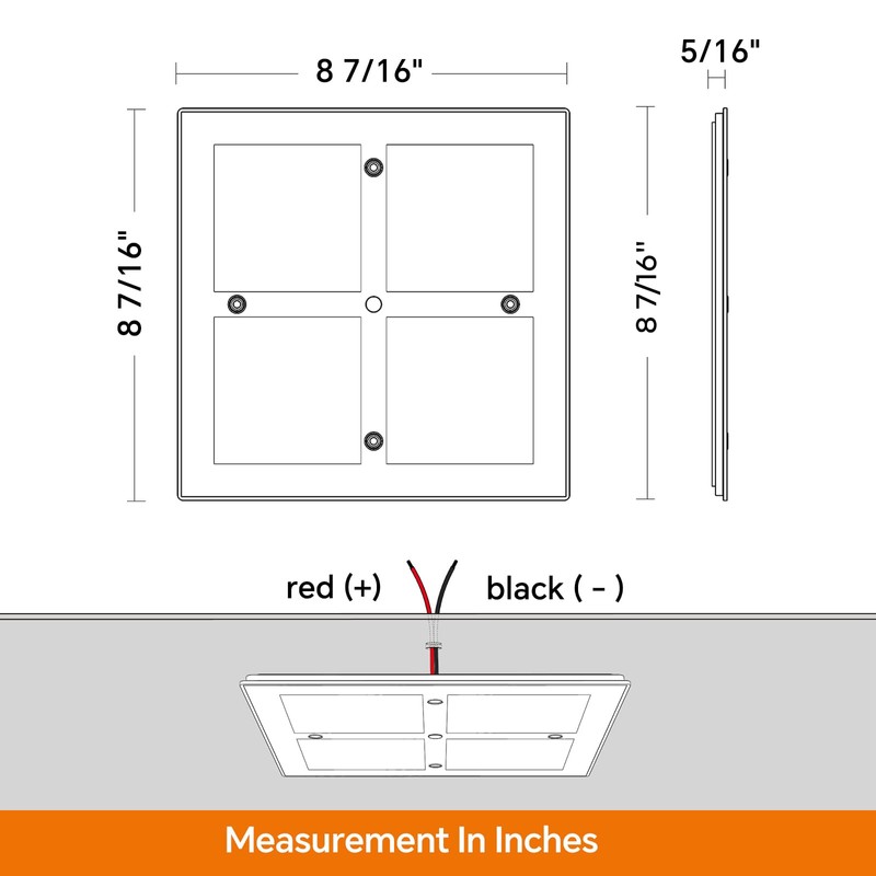camperxlite RV 12V LED Ceiling Dome Light with Switch, Square