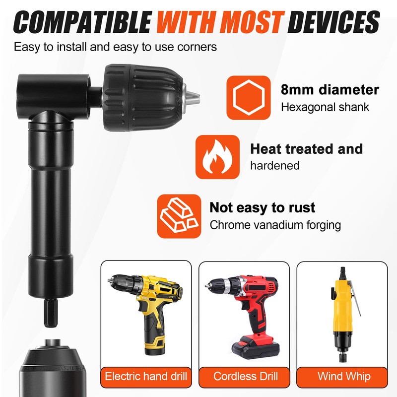 Faankiton 90°Right Angle Drill Attachment 0.8-10mm Right Angle Drill Chuck,