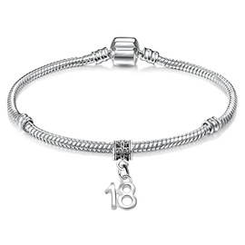 Girls 18th Birthday Silver Plated Starter Charm Bracelet with Gift Box