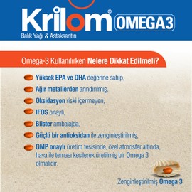 Krilom Omega 3 100 Kapsül AROMASIZ Renkli