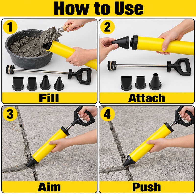 Manual Grouting Gun Mortar Sprayer Applicator with 4 Nozzles, Cement