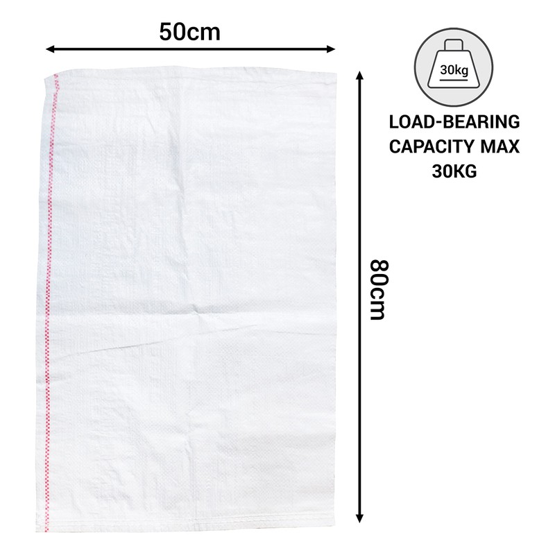 SKIR'CO (Pack of 5) White PP Woven Sacks 50 x