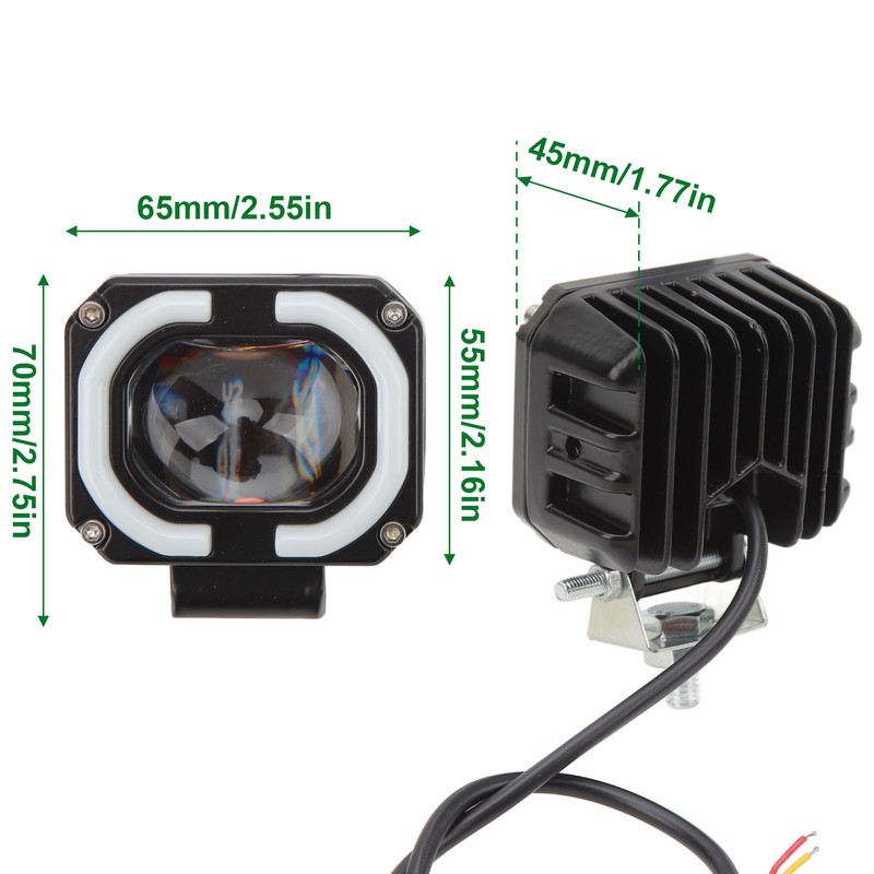 10 to 60V LED Spotlight 2000LM IP67 Waterproof Two Color