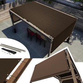 Amgo 10' W x 20' L Brown Pergola Canopy Replacement UPF50+ Top Cover, Commercial Grade 260GSM Sun Shade for Outdoor Patio, 95% UV Blockage, Stainless Steel Weighted Rods Included (We Make Custom Size)