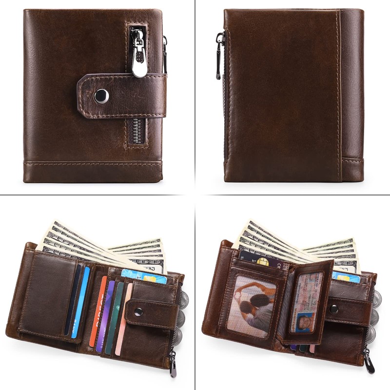 SENDEFN Mens Wallet RFID Blocking Genuine Leather Bifold Compact Wallets