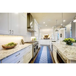 ORFA HOME Custom Length Hallway Runner Rug,Slip Resistant,Checkered Blue, 26 Inch X 4 feet, Doormat, Sold and Priced Per Foot