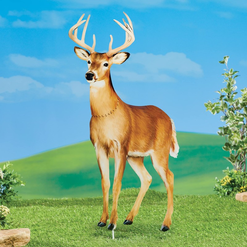 Collections Etc Realistic Deer Outdoor Metal Garden Stake - Set