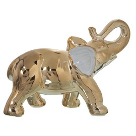 Alexandra House Living Decorative White Ceramic Elephant Figurine Gold 9 x 22 x 17 cm
