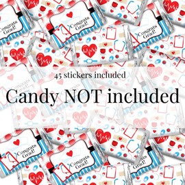 Ready to Call The Shots Nurse Graduation Party Miniature Chocolate Candy Bar Wrappers for Kids, 45 Wrap Around Labels Sized 1.4" x 2.6"