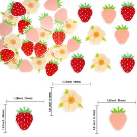 Gyufise 60Pcs Edible Strawberry Cupcake Toppers Wafer Paper Strawberry Flower Bridal Engagement Baby Shower Birthday Party Cupcake Picks Anniversary Party Decorations Supplies Multicolor