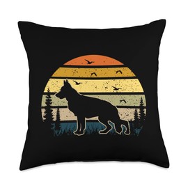 Black German Shepherd Dog Sunset Throw Pillow