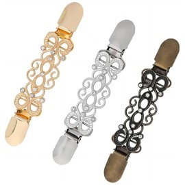 3 pcs Dress Clips Back Cinch, Elegant Vintage Shirt Clothes Clips, Waist Cincher Clasp, Tie Up Sweater Clips, Cardigan Collar Shawl Scarf Brooch for Women Decor, Prevent Clothing from Slipping Off