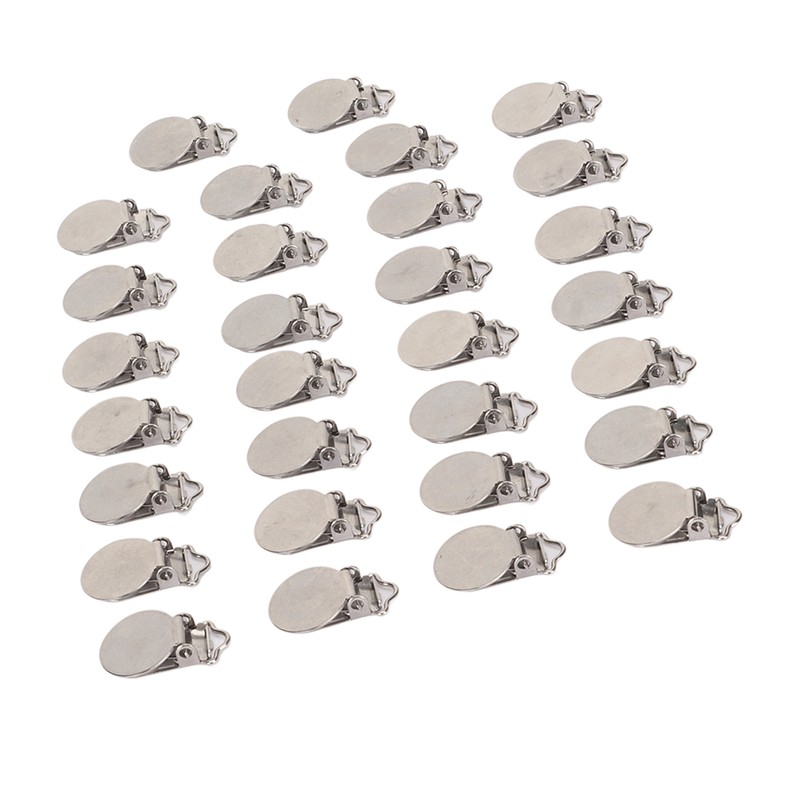30pcs Metal Round Pacifier Clips for Toddler Rust Prevention Electroplated