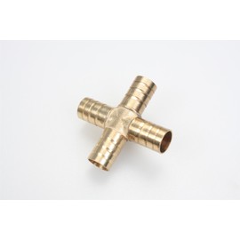 Autobahn88 4-Way Cross Brass Copper Vacuum Hose Joiner Connector, OD=10mm (3/8")