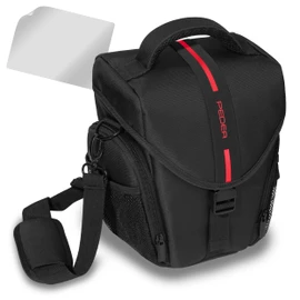 Essex Large SLR Case with Rain Cover and Screen Protector for Nikon D500/D610/D3300/D3400/D5300/D7100/D7200 /Canon EOS 1300D/5D Mark II Camera - Red