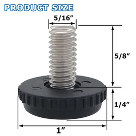 Hooshing 10PCS 5/16-18 Stainless Steel Adjustable Furniture Levelers Screw in Threaded Levenling Feet Glide for Furniture Legs, Table, Chair, Cabinet