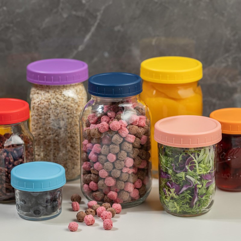 Bedgeta 12 Wide Mouth Mason Jar Lids with Silicone Ring,Thickened