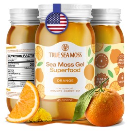 TrueSeaMoss Sea Moss Gel – Made in USA – Wildcrafted Seamoss, Fresh Fruits & Sea Vegetables – Orange, Pack of 1 (Labels may Vary)