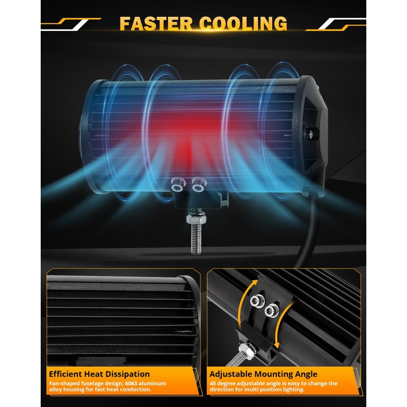 Auxbeam 7 Inch 300W LED Light Bar, 6 Modes Strobe