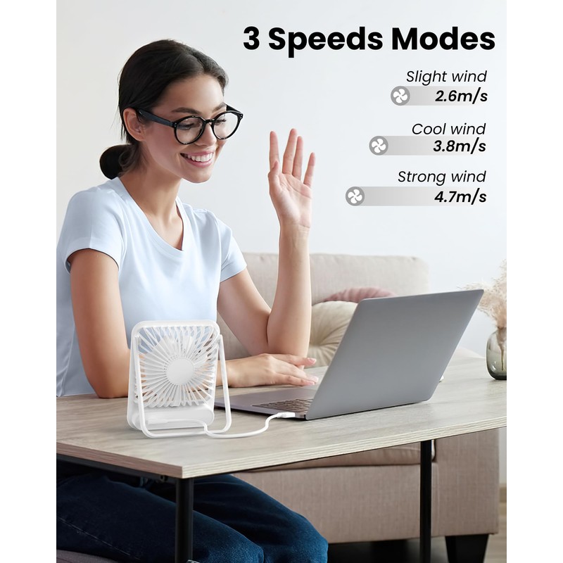 Koonie USB Desk Fan, Strong Wind Ultra Quiet Small Personal