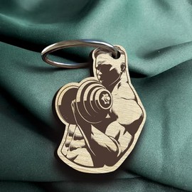 Bodybuilder Geschenk - Bodybuilder SchlÃ¼sselanhÃ¤nger handgemacht aus Holz, GlÃ¼cksbringer, Fitness Deko, Bodybuilding, Fitness, Kraftsport Geschenk, Fitness Schmuck, Geschenkidee fÃ¼r Bodybuilder