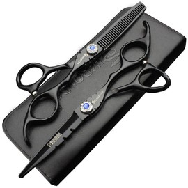 Black 6 Inch 440c High Hardness Stainless Steel Scissors Hairdressing Salon Hair Stylist Cutting Thinning Hair Tools Black