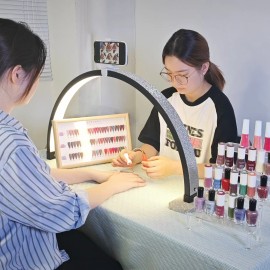 FOSOTO Overseas Warehouse UV LED Half Moon Nail Lamp Manicure & Tattoo Artists' Desk Lamp Beauty Lighting for Nail & Ring Lightcolor: 16inch White