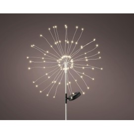 LED Solar Firework Garden Stake Hanger 90 LEDs Garden Decoration Silver Warm White IP44